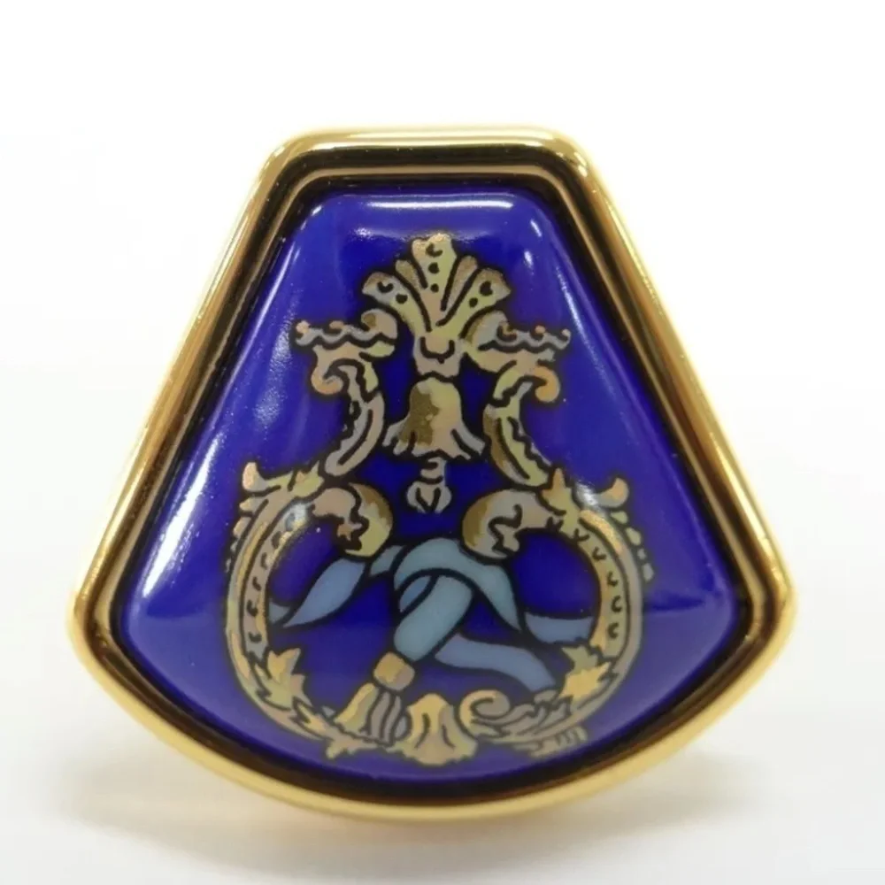 Authentic HERMES Clip-on Earrings Blue x Gold Tone RARE - Picture 9 of 10